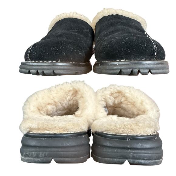 Ugg Australia Suede Sheepskin Lined Mule Clog Shoes 5397 Size 7, Black/Natural - Picture 8 of 9
